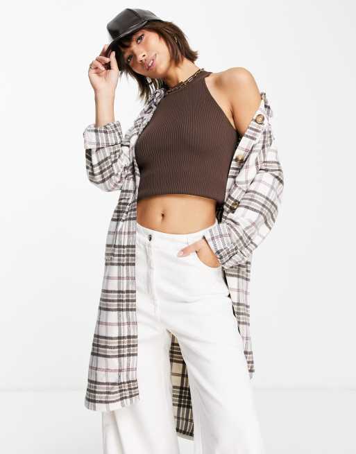 Vila - Camicia giacca taglio lungo a quadri