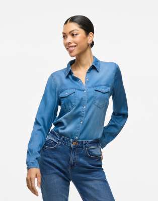 Vila - Camicia in denim blu scuro - view 1