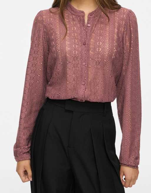 Vila camisa marrón rosado, 5 de 7