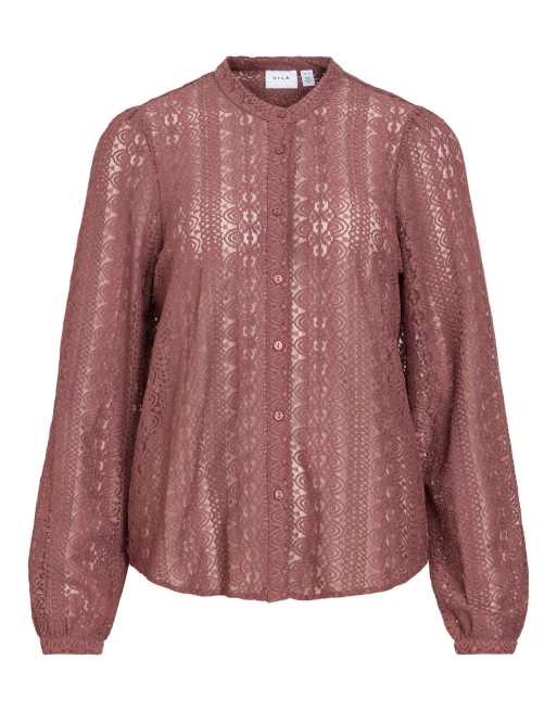 Vila camisa marrón rosado, 6 de 7