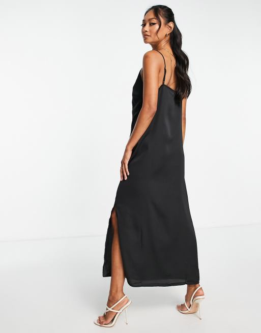 Vila – Camisole-Midikleid aus Satin in Schwarz, 2 von 4