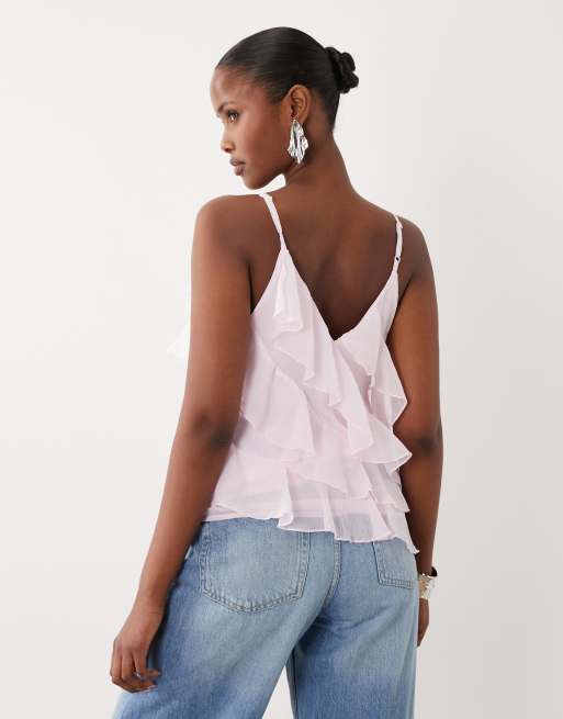 VILA – Camisole-Oberteil in Kirschblütenrosa mit Rüschen, 4 von 4