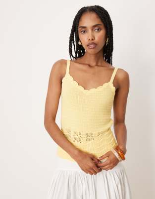 VILA - Camisole-Top aus Strickstoff in Blassgelb