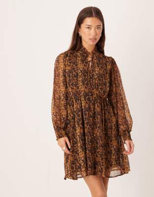 Vila Cap Sleeve Midi Dress In Brown