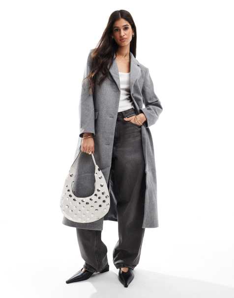Vila - Cappotto elegante taglio lungo grigio - view 1