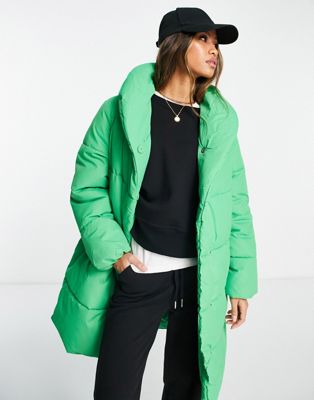 Vila padded coat in green  - ASOS Price Checker