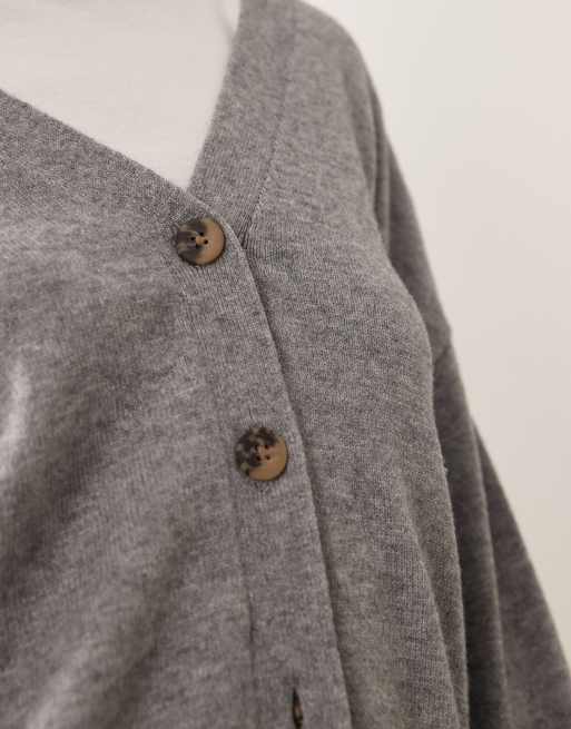 VILA - Cardigan in maglia color grigio medio mélange in coordinato, 3 di 4