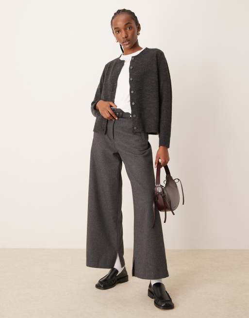 Vila - Cardigan in maglia color grigio scuro, 2 di 4