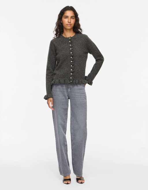 Vila cardigan in maglia grigio medio mélange, 3 di 6