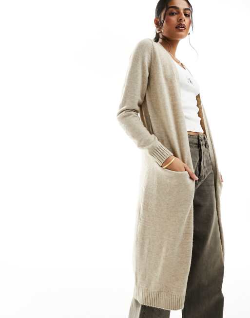 Vila - Cardigan taglio lungo beige