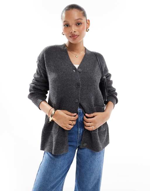 Vila - Cardigan taglio lungo grigio