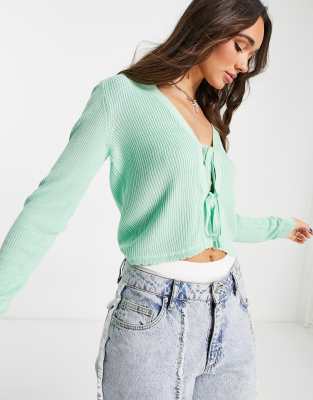 Cardigan Donna Y2K Con Fiocco E Allacciatura – Maniche A Sbuffo, Maglia Grossa, Colori Vari - 2