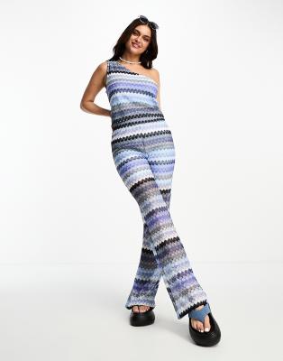 Vila chevron wide leg pants in blue - part of a set