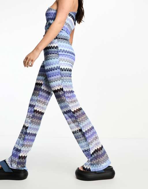 Vila chevron wide leg pants in blue - part of a set , 4 of 4