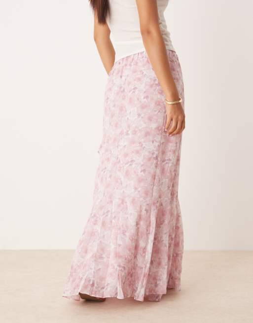 Vila chiffon ruffle detail boho skirt in floral print ASOS