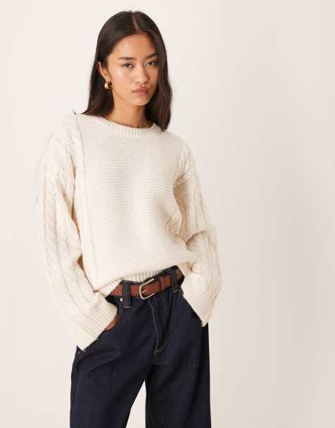 Vila chunky cable knitted jumper in cream - view 1