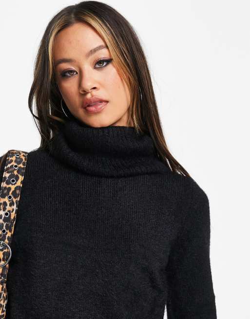 Asos black roll hot sale neck jumper