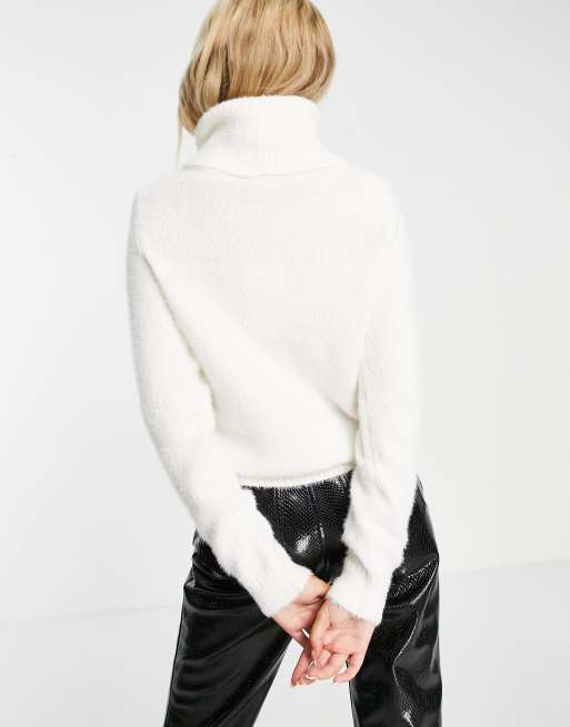 Chunky roll neck jumper womens white deals