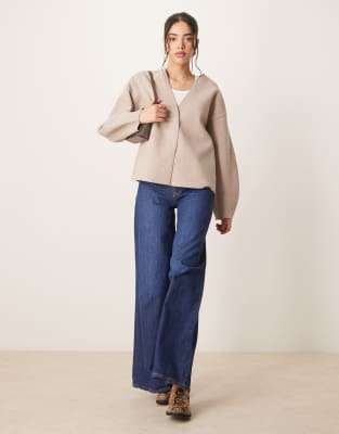 Vila Clean Cropped Lightweight Jacket In Neutral