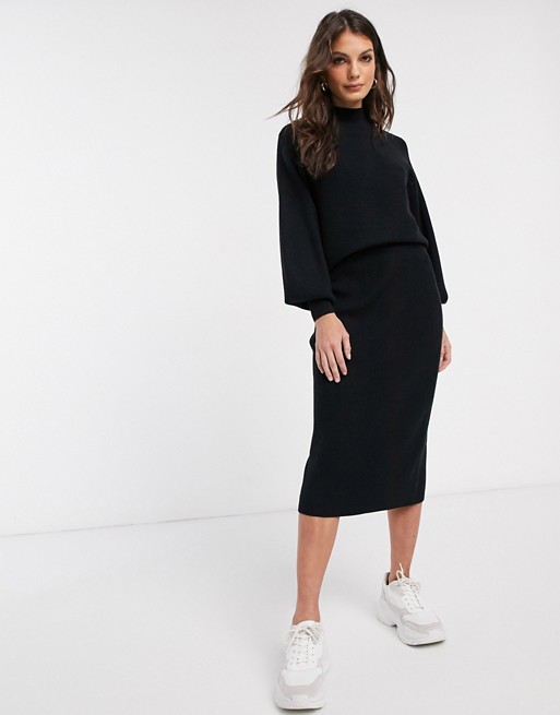 Vila co-ord knitted midi skirt in black