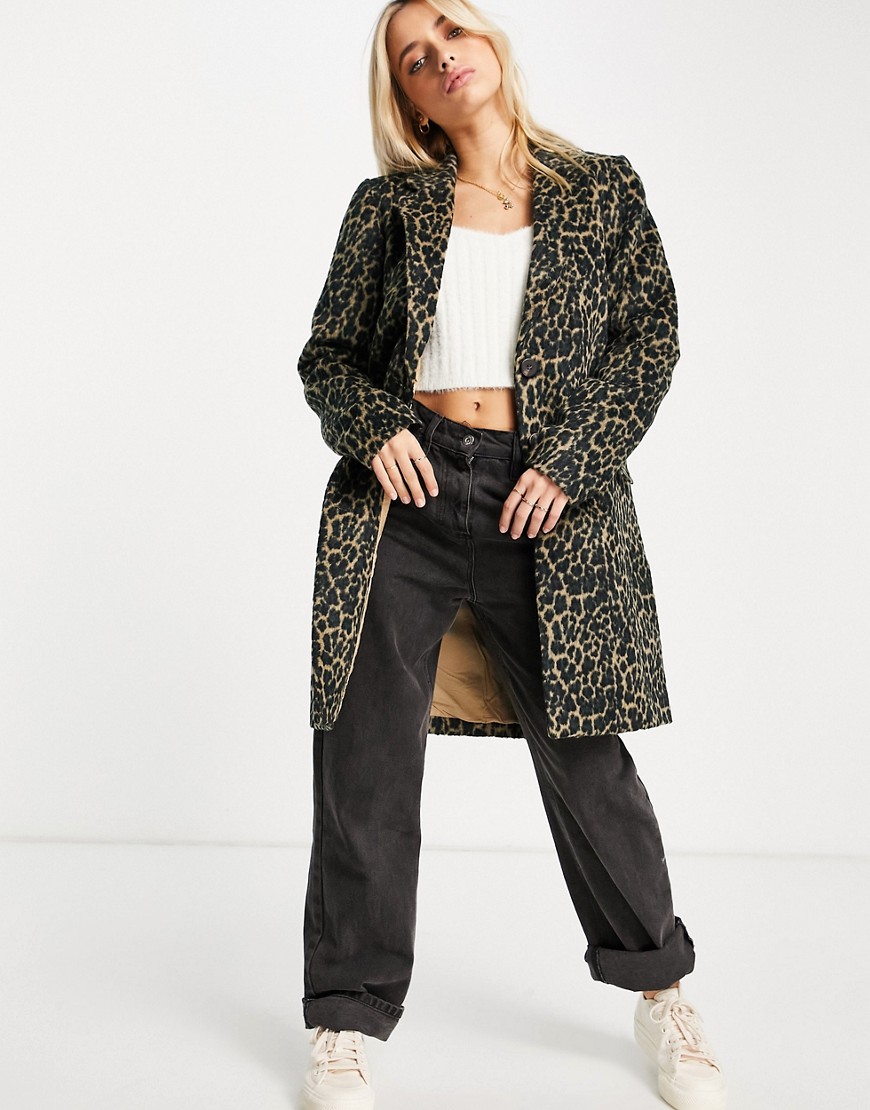 Vila coat in leopard print-Multi