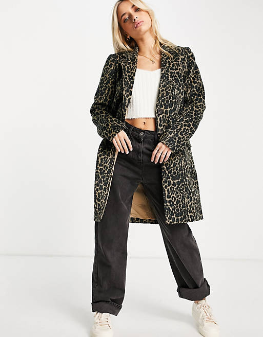 Vila coat in leopard print