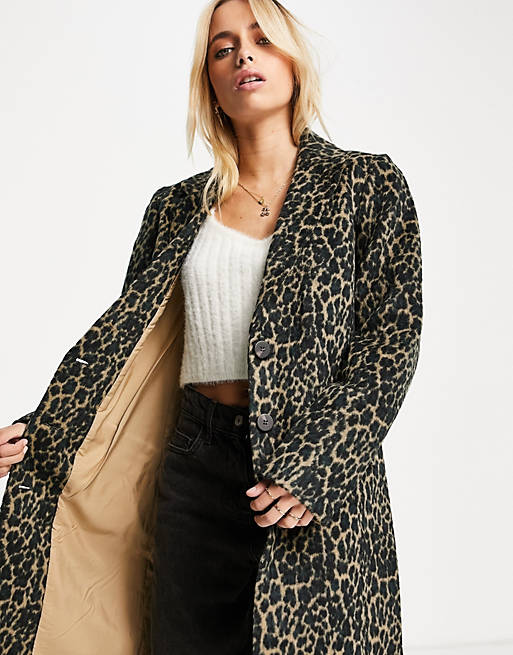 Vila coat in leopard print | ASOS