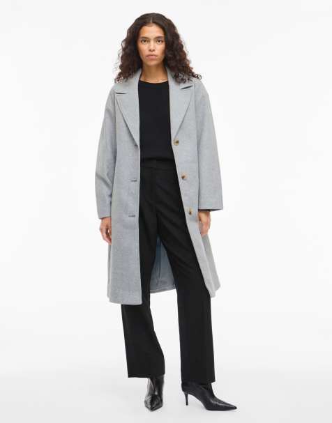 Vila Coat in light grey melange