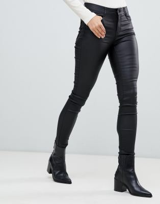 Vila coated skinny jean in black | ASOS