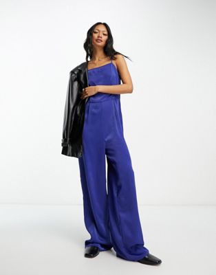 Vila strappy jumpsuit in blue - ASOS Price Checker