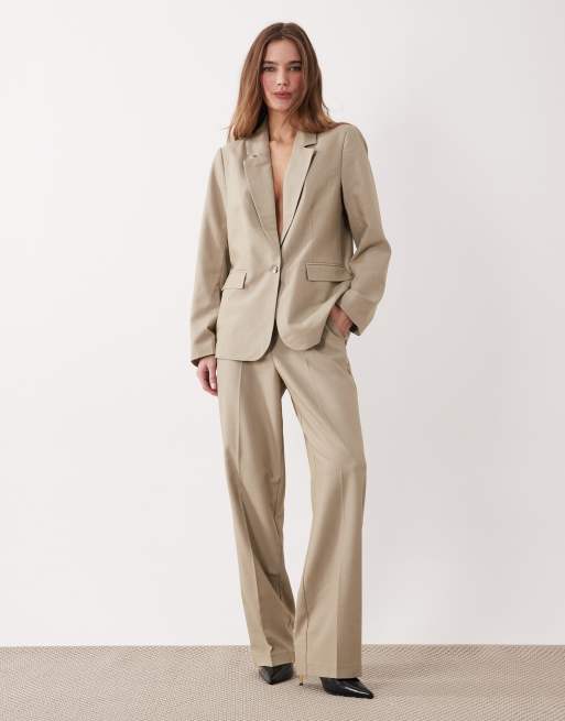 VILA - Completo sartoriale con blazer e pantaloni dritti color seneca rock mélange