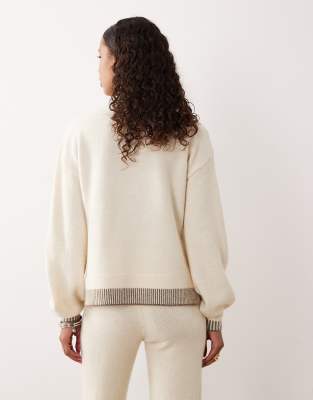 Vila Contrast Trim Knit Sweater In White