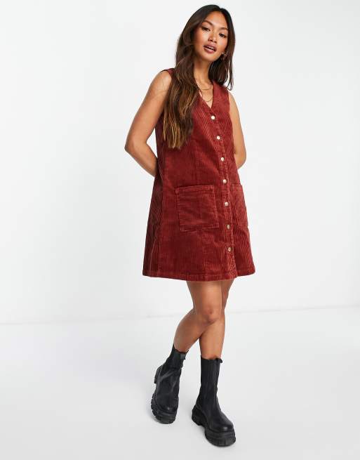 Red cord pinafore store dress