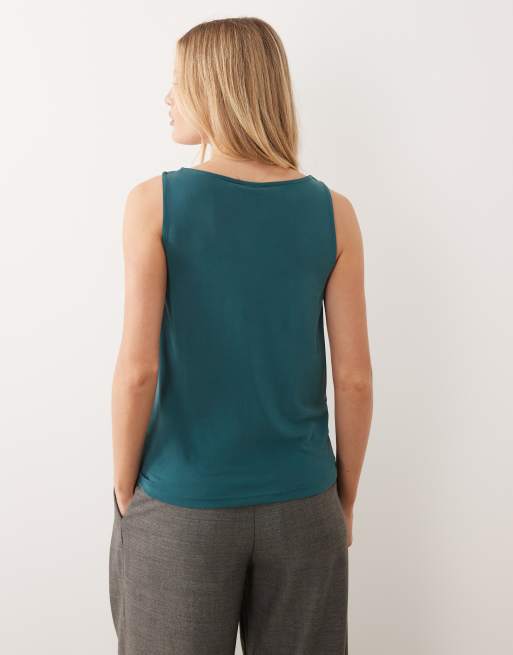 VILA cowl neck sleeveless top in deep atlantic blue, 4 of 4