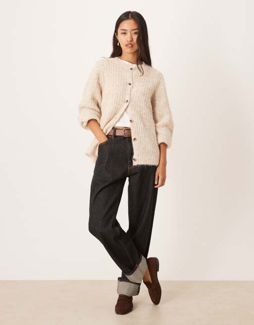 VILA - Cremefarvet cardigan i lodden tekstureret strik, 2 af 4