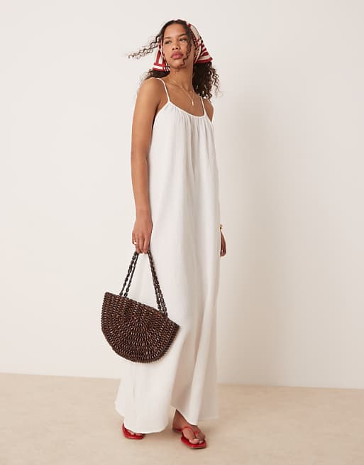 white cotton dress maxi Estie In Orchid a maxi dress steeped in heirloom tradition White Maxi Dress Boho, Long