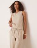 [Vila] VILA crinkle sleeveless top in beige (part of a set)-Neutral 42 Feather gray