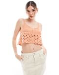 [Vila] Vila crochet cami crop top in apricot-Orange XS apricot