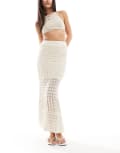 [Vila] Vila crochet maxi skirt in cream-White XL Birch