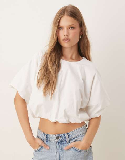 Vila - Crop top à manches bouffantes - Blanc - view 1