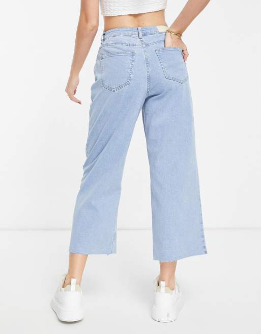 Vila - Cropped jeans i forvasket lyseblå med vide ben, 2 af 4