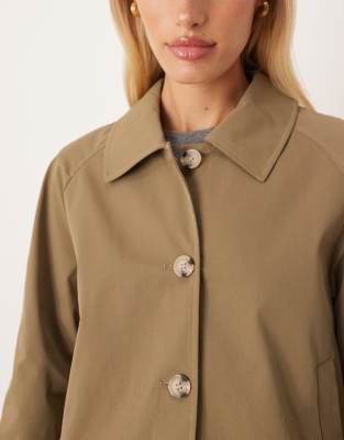 Vila Cropped Trench Coat In Green