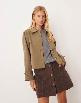 VILA - Cropped-Trenchcoat in Dunkelgrün
