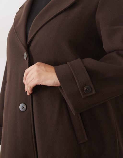 Vila Curve abrigo largo formal en marrón chocolate, 4 de 4