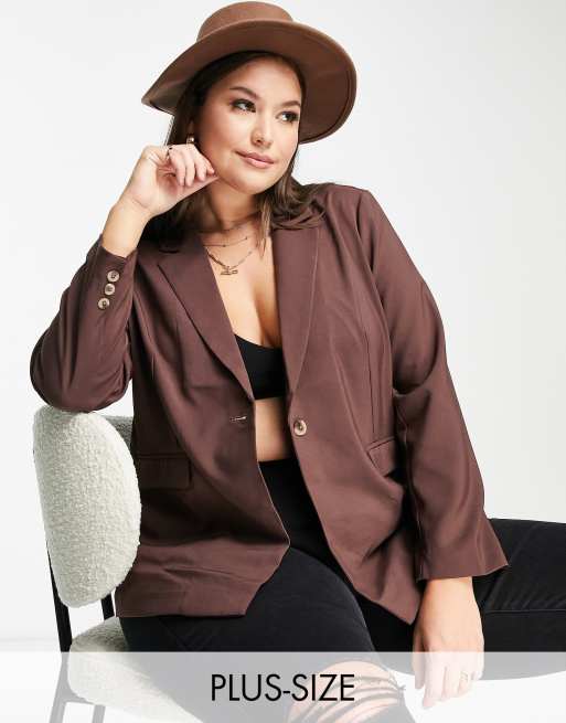 Vila Curve - Blazer in chocoladebruin