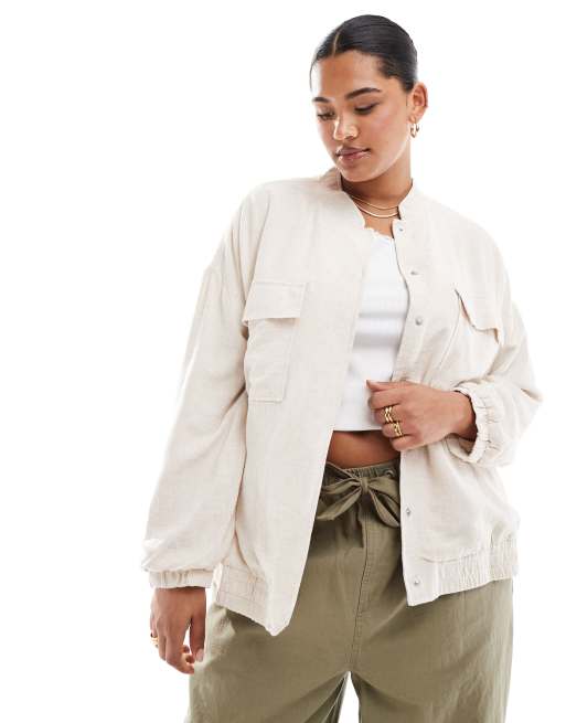 Vila Curve - Bomber aspect lin - Naturel chiné 