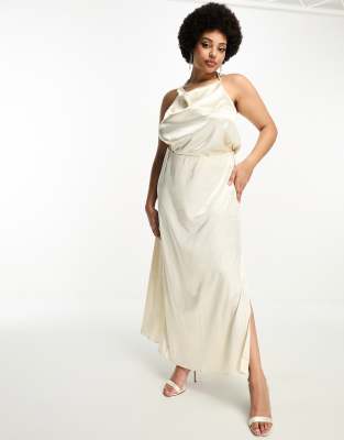 Bridal satin midi skirt in cream - part of a set-White