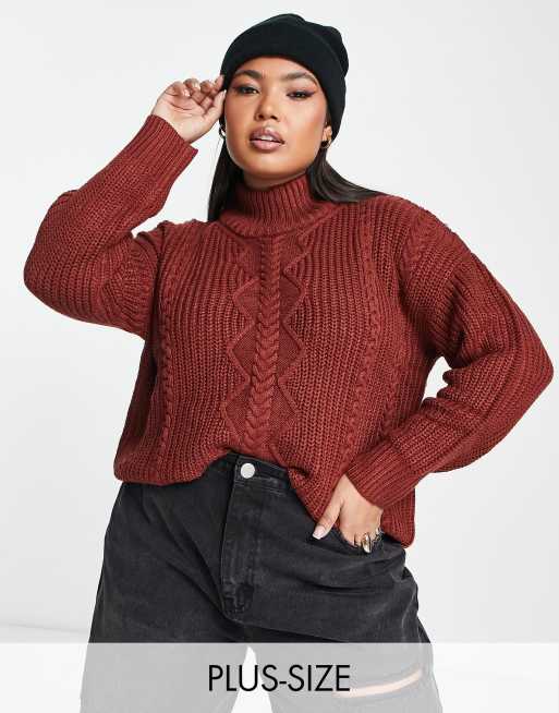 Tricolour Knit High Neck Jumper - Luxury Red