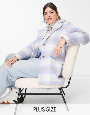 Vila Curve coat in lilac and beige check  - ASOS Price Checker