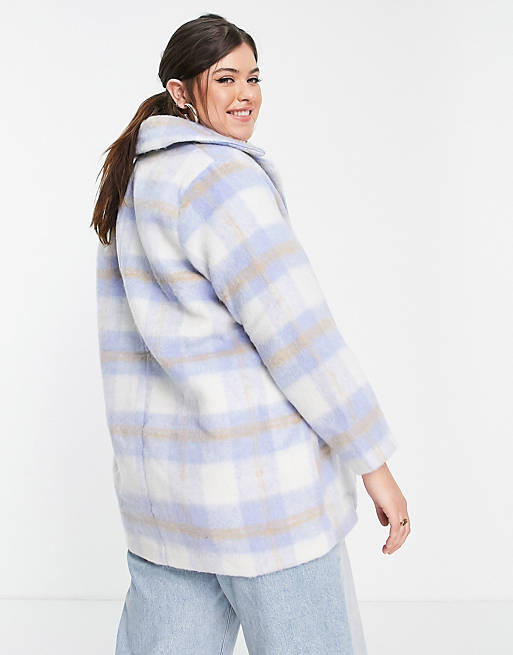 Coats & Jackets Vila Curve coat in lilac and beige check 
